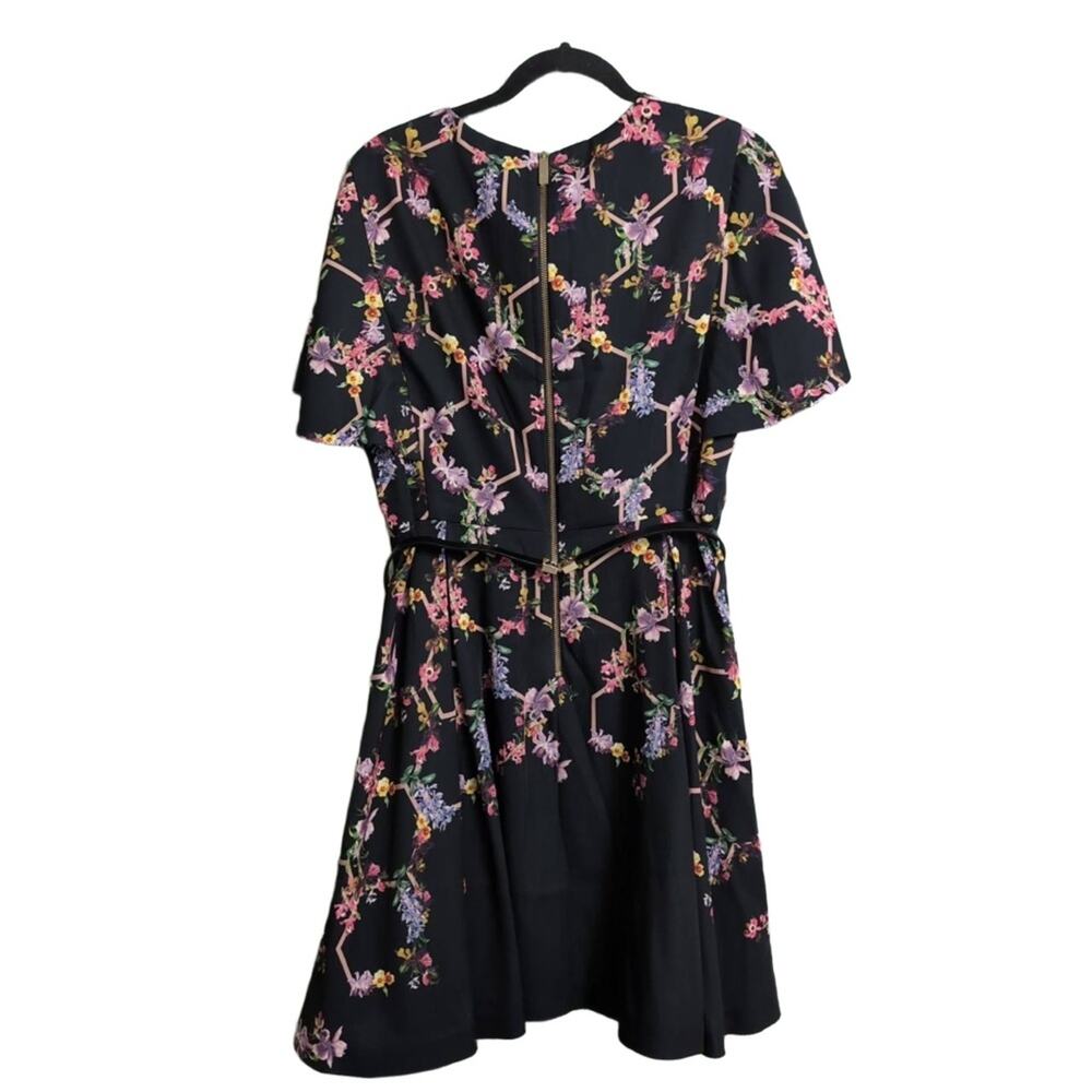 Ted Baker Vianna Gardens Frill Sleeve Dress A-line Black Floral Mini 5 = US 12 - Picture 5 of 15